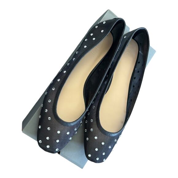 LOFT Shoes - LOFT Sparkle Mesh Ballet Flats Rhinestone Embellishments Black Sheer NEW 8.5